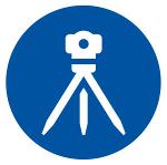 surveying equipment icon in blue circle